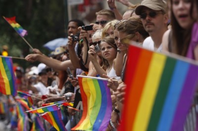 New York City gay pride parade crowd in this undated photo.