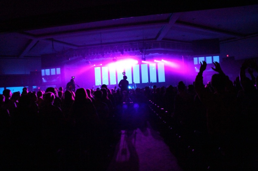 Worship at the Saturday morning session of Reverse, a youth event organized by Dare 2 Share Ministries on the last weekend of March 2014, held at the Hylton Memorial Chapel in Woodbridge, Virginia.