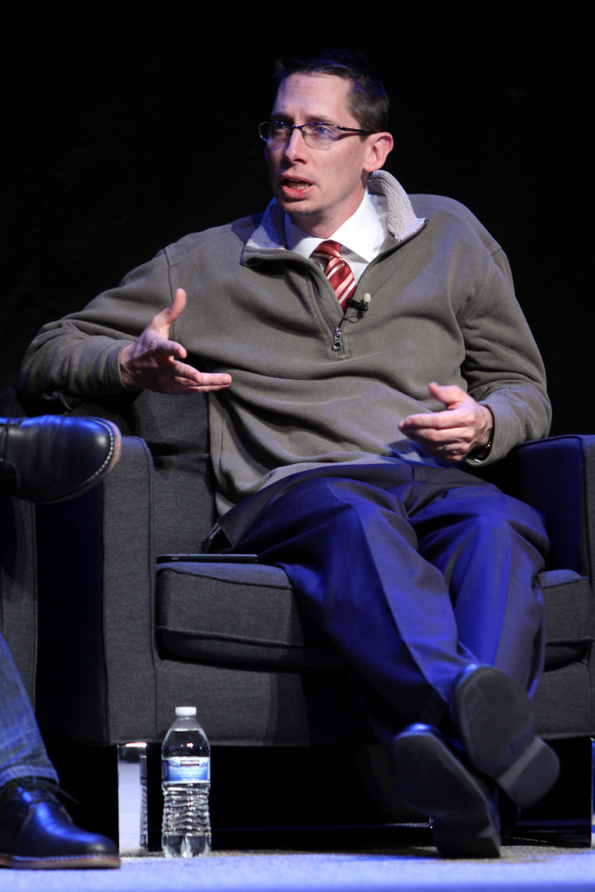 University of Texas sociology professor Mark Regnerus speaks during a panel discussion on "The Gospel and homosexuality" at the Ethics & Religious Liberty Commission Leadership Summit in Nashville, Tenn., on April 21, 2014.