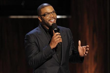 Actor and director Tyler Perry speaks during the taping of the Spike TV special tribute ''Eddie Murphy: One Night Only'' at the Saban theatre in Beverly Hills, California, Nov. 3, 2012.