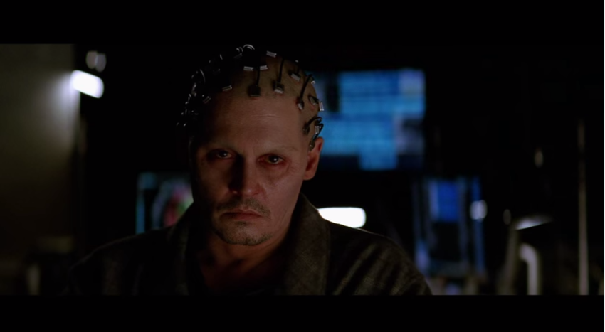 Actor Johnny Depp as Dr. Will Caster in a scene from the science fiction movie 'Transcendence' (2014).
