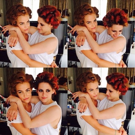 Kristen Stewart Riley Keough Sport Matching Hair Rollers Hug