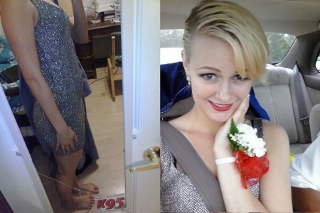 Clare Ettinger, 17, in her controversial prom dress.