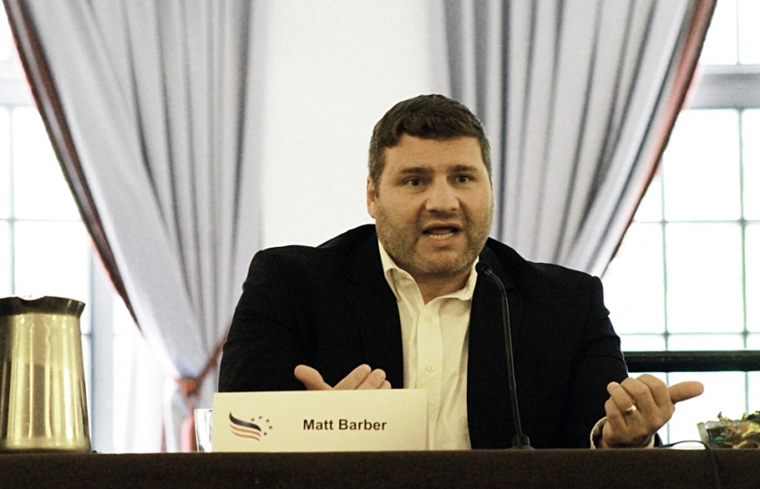 Matt Barber, vice president of Liberty Counsel Action, speaking on a panel, 