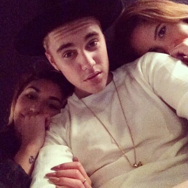 Chantel Jeffries with Justin Bieber and a friend. 