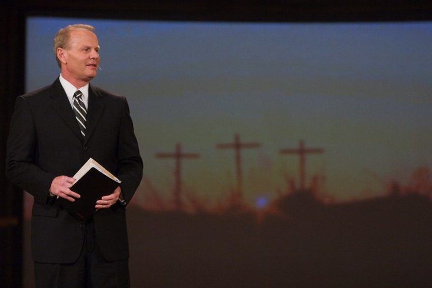 Pastor Steve Riggle addresses his congregation at the Grace Community Church in Houston. Riggle was one of five pastors who received a subpoena from Houston's city government asking him to turn over any sermon that addressed homosexuality, gender identity or Mayer Annise Parker. On Nov. 2, Grace Church will host the 