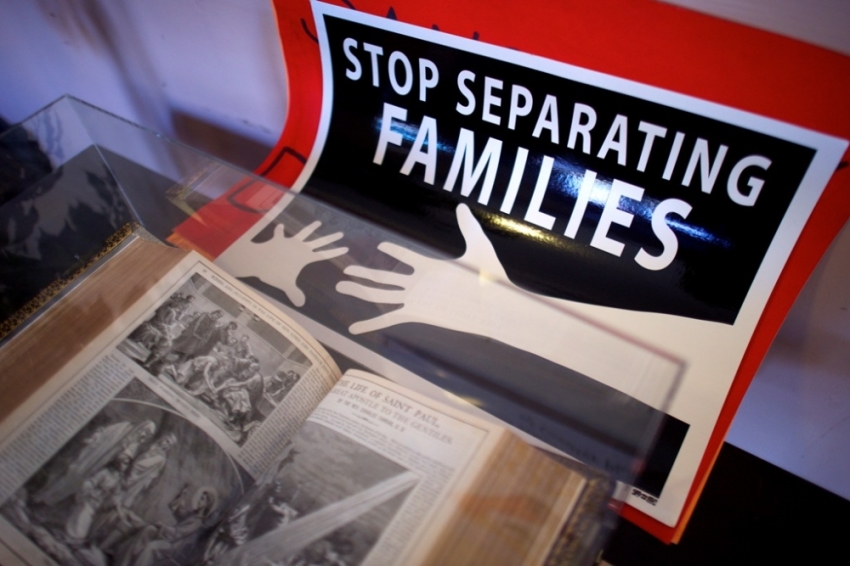 A sign is displayed in support of Angela Navarro, an undocumented Honduran-born immigrant with a deportation order, who moved into West Kensington Ministry Church with her family - her husband and two U.S. born children, in Philadelphia, Pennsylvania, November 18, 2014. Navarro, who has "always lived in fear" of deportation said on Tuesday she moved into a Philadelphia church as part of a national civil disobedience action aimed at pressing President Obama on immigration reform. Navarro is the ninth undocumented immigrant who has taken refuge in a church recently as part of what activists are calling the New Sanctuary Movement. Organizers offer sanctuary in churches because federal guidelines prohibit arrests in sensitive areas unless there is a threat to public safety or national security.