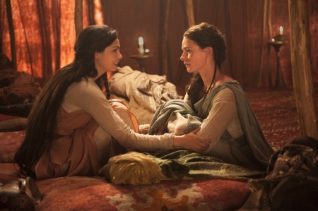 (L to R) Morena Baccarin ("Rachel") and Rebecca Ferguson ("Dinah") star in the all-new Lifetime miniseries, The Red Tent. Part-One premieres Sunday, December 7, at 9pm ET/PT followed by Part-Two on Monday, December 8, at 9pm ET/PT on Lifetime.