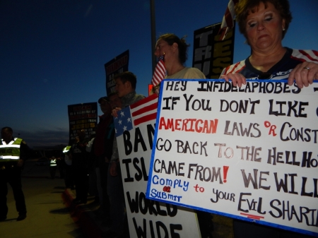 Protesters rally outside the