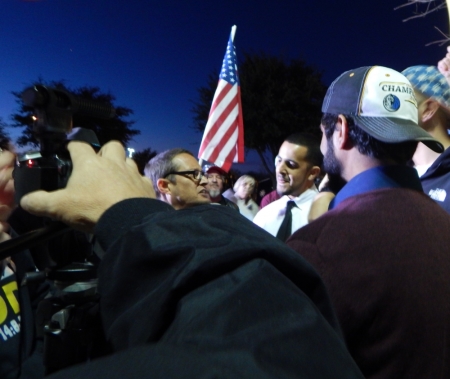 Protesters and counter-protesters debate about Shariah Law, Islam in America and the messages conveyed at the