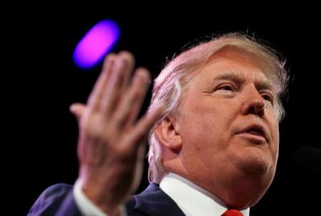 Businessman Donald Trump speaks at the Freedom Summit in Des Moines, Iowa, January 24, 2015.
