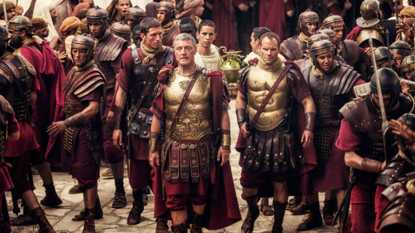 Morgan Watkins as Drusus, Vincent Regan as Pilate, Will Thorp as Cornelius in NBC's 