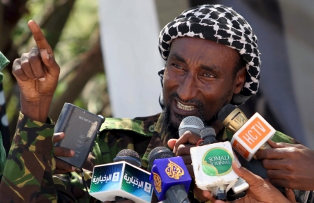 Senior Al Shabaab officer Mohamed Mohamud alias Sheik Dulayadayn addresses a news conference during clashes between Ismalist fighting and Somali government in Somalia's capital Mogadishu this file picture taken on January 1, 2011. The death toll in an assault by Somali militants on a Kenyan university is likely to climb above 147, a government source and media said on April 3, 2015, as anger grew among local residents over what they say was a government failure to prevent bloodshed. Within hours of the attack, Kenya put up a 20 million shillings (5,000) reward for the arrest of Mohamed Mohamud, a former Garissa teacher labeled 