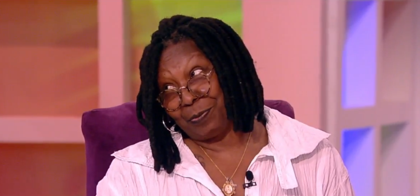 "The View" co-host Whoopi Goldberg addresses the crowd.