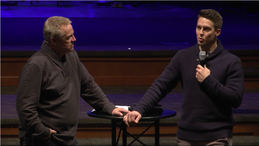 Resonate Church Pastor Davey Blackburn (R) and the father of his late wife Amanda, Pastor Phil Byars of First Baptist Church of Elkhart in Indiana.