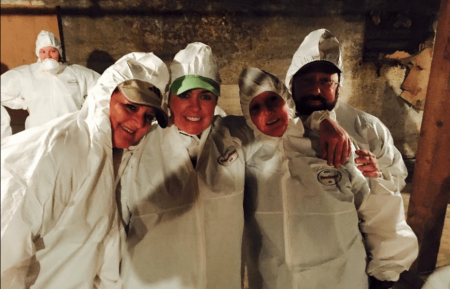 Volunteers cleaning up a basement at a men's shelter in Tennessee as part of the annual ecumenical community volunteer event 