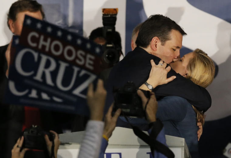 Ted Cruz kisses his wife Heidi Cruz