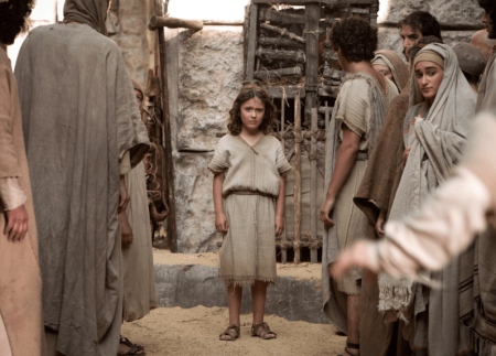 Adam Greaves-Neal poses on the set of "The Young Messiah", 2016.
