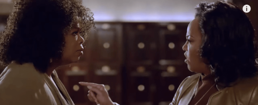 Oprah Winfrey and Lynn Whitfield in a scene from the OWN scripted megachurch drama "Greenleaf."