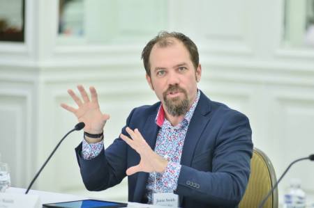 James K.A. Smith, Byker Chair in Applied Reformed Theology and Worldview at Calvin College, speaking on "Re-Imagining Religion in a Secular Age," at Faith Angle Forum, Miami Beach, Florida, March 15, 2016.