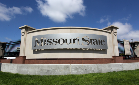 A sign for Missouri State University.