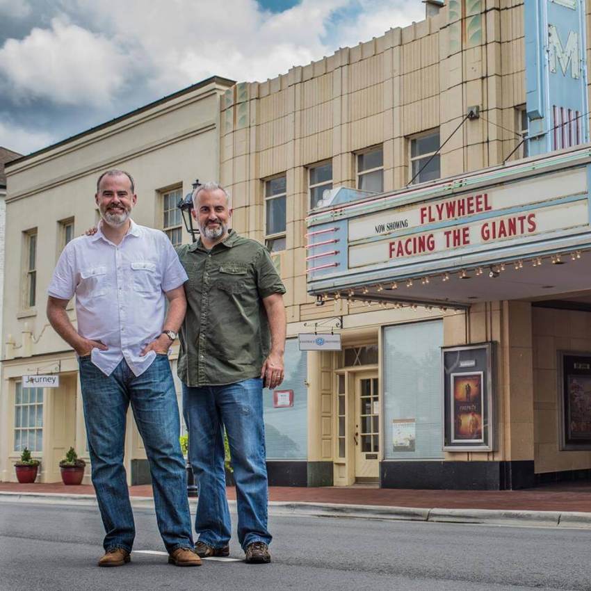 Kendrick Brothers (L to R Alex and Stephen) pose for a promotional photo while filming "War Room," 2015.