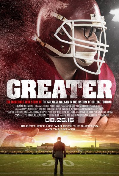 "Greater" the true story of Brandon Burlsworth opens in theaters August 26, 2016.
