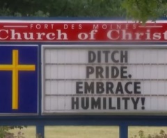 LGBT activists with bullhorns protest outside Sunday church service; congregants show Christ's love