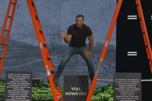 Megachurch pastor Josh Howerton takes flak for climbing ladders during sermon