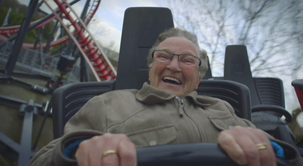 Laugh Along With a 78 Year Old Grandmother Riding a Roller Coaster