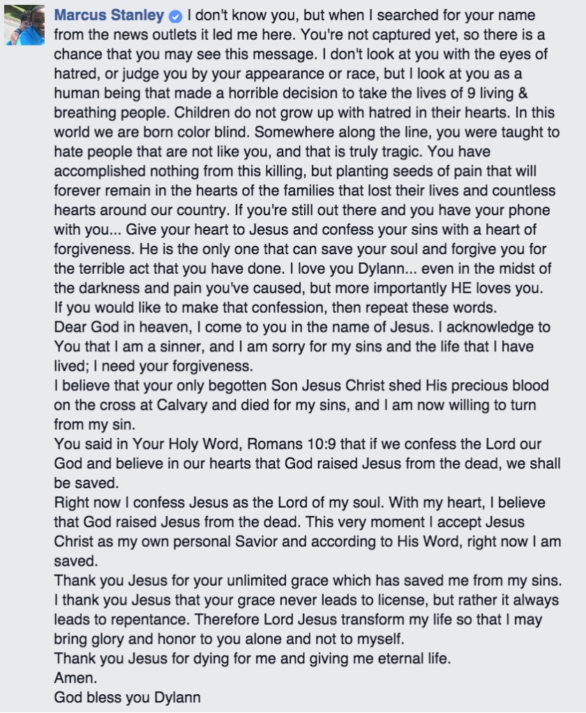 Lone Message on Dylann Roof's Facebook Calls on Killer to Give His ...