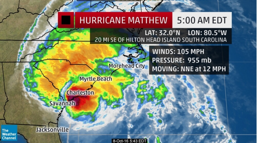 Hurricane Matthew in the Carolinas: October 8, 2016