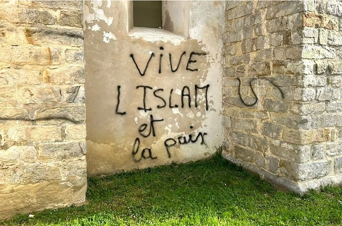 'Submit to Allah': French villagers horrified by vandalism of 58 graves, church with Islamist slogans