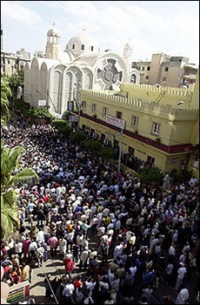 Some 4,000 Egyptians march on the Saint Girgis church in the city of Alexandria after weekly Muslim prayers to protest against the DVD release of a play produced by the Church and considered anti-Muslim. Police used tear gas and batons to disperse the cro
