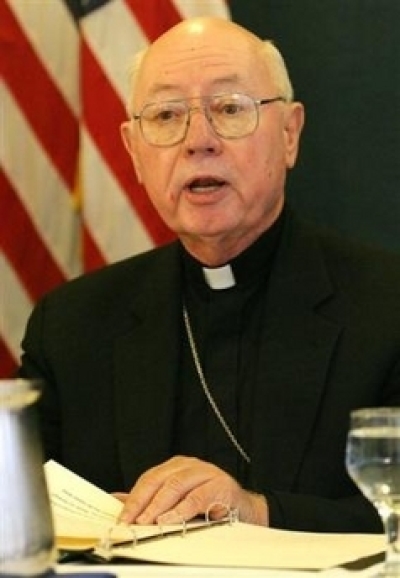 Bishop William Skylstad, president of the U.S. Conference of Catholic Bishops, addresses the media at a news conference at the National Press Club in Washington, Thursday, March 30, 2006 to discuss the audit of the third annual Report of the Implementatio