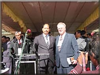 Paige Patterson (right) poses for a picture with the chief minister of Nagaland's government