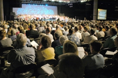 Participants listen during the opening session of the Cooperative Baptist Fellowship General Assembly in Birmingham, Ala., on June 24. Stanley Leary photo.