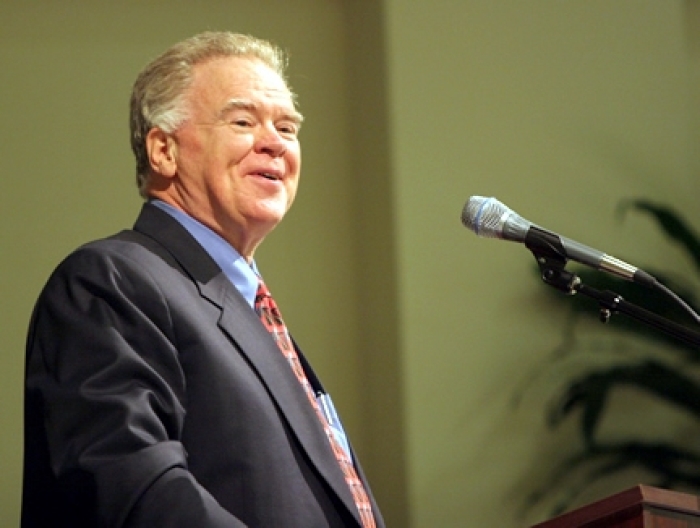 Southwestern Baptist Theological Seminary President Paige Patterson presents his semiannual report to the seminary's board of trustees in Fort Worth, Texas, April 5.