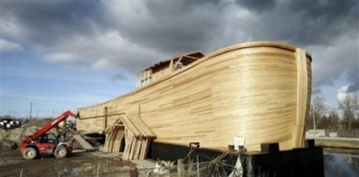 The ark of Johan Huibers in Schagen, the Netherlands, Friday, March 3, 2006. Huibers is building an enormous working replica of Noah's Ark as a testament to his faith in the literal truth of the Bible. His ark is constructed with American cedar and Norweg