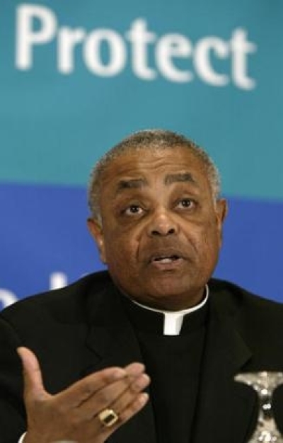 Bishop Wilton Gregory, president of the U.S. Conference of Catholic Bishops, speaks during a press conference on Tuesday, Jan. 6, 2004 in Washington. Nearly all of the nation's Roman Catholic bishops are carrying out a new mandatory policy they adopted to prevent sex abuse by priests, according to a church audit released Tuesday. 