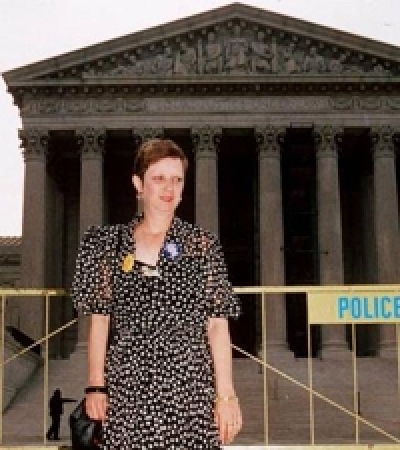 Norma McCorvey arrives at the U.S. Supreme Court April 26, 1989, before the justices heard a key abortion case from Missouri seeking to limit the landmark 1973 Roe v. Wade decision. McCorvey was the Jane Roe in the case. (AP Photo)