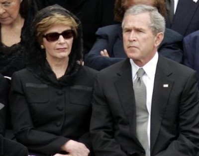Former US President George Bush and Laura Bush in this 2005 file photo.