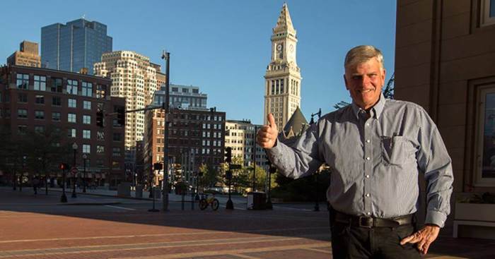 Franklin Graham in Boston for his Decision America Tour on August 30, 2016.