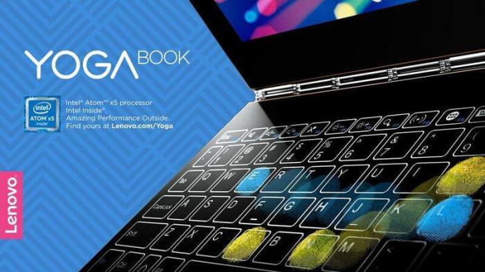 The Lenovo Yoga Book features a touch keyboard.