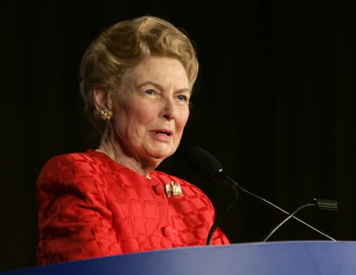 Phyllis Schlafly, president of Eagle Forum, addresses the Family Research Council 'Values Voter Summit' in Washington, October 19, 2007.