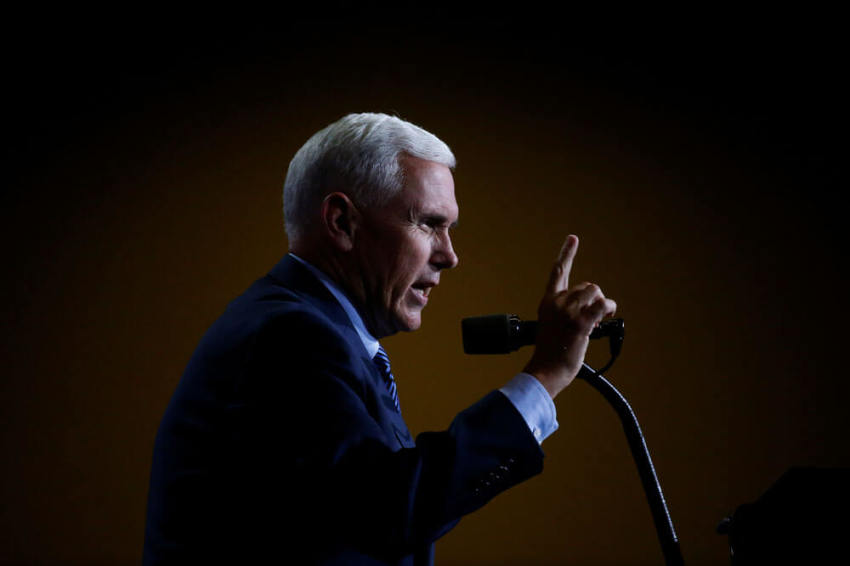 Republican vice presidential nominee Mike Pence speaks at a campaign rally in Phoenix, Arizona, U.S., August 31, 2016.