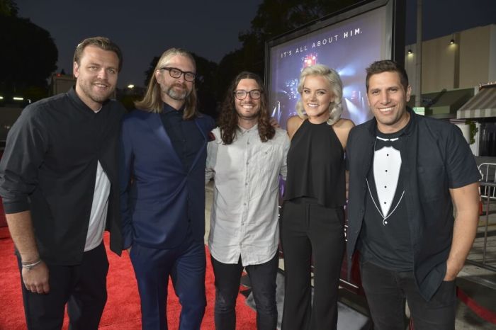 Hillsong United pose at the premiere of 'Hillsong - Let Hope Rise,' Los Angeles, California, Sept. 2016