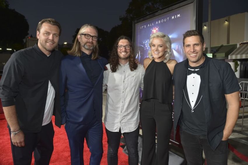 Hillsong United pose at the premiere of "Hillsong - Let Hope Rise," Los Angeles, California, Sept. 2016