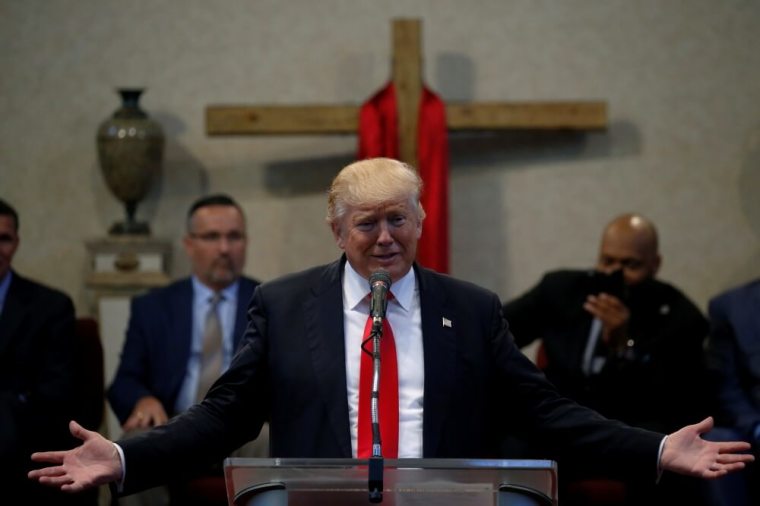 Republican presidential nominee Donald Trump speaks to a gathering of clergy at the New Spirit Revival Center in Cleveland Heights, Ohio, U.S. September 21, 2016.
