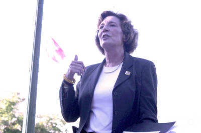 North Korean activist Suzanne Scholte speaks during a protest outside the Chinese Embassy in Washington, D.C. on Sept. 23, 2016.